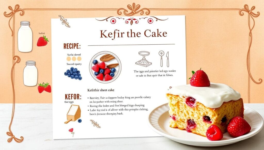 kefir sheet cake recipe card
