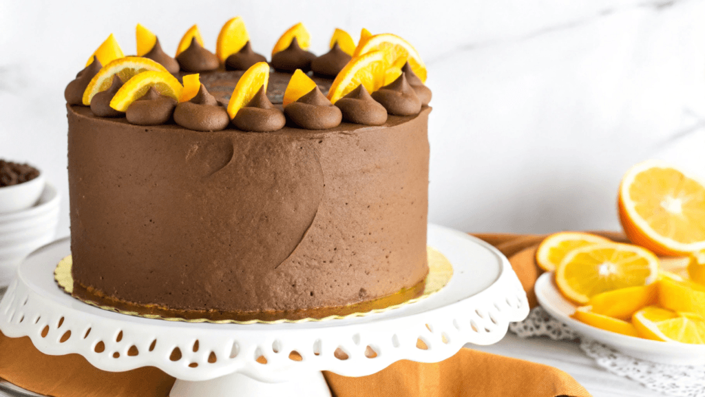 Prolific Oven Chocolate Orange Almond Cake with fresh orange zest.